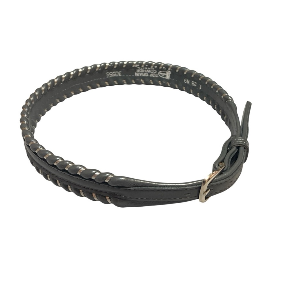 Justin Womens Leather Whip Stitch Belt Gray Silver Size Small Western Casual USA - Picture 2 of 9